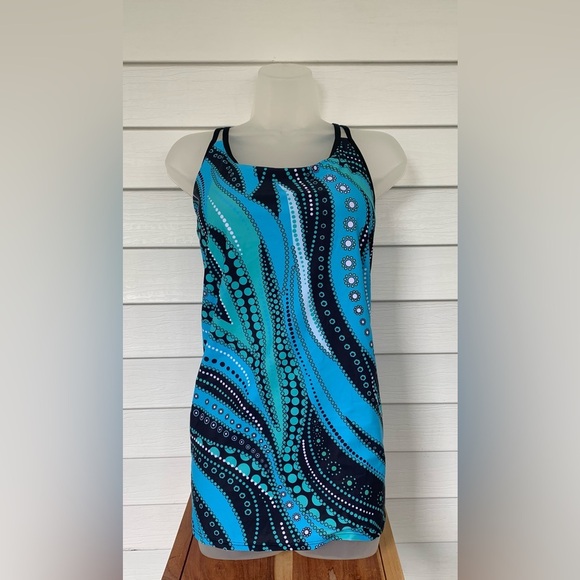 Women’s Blue and Black Swimsuit top with Sporty NWT - Picture 1 of 6